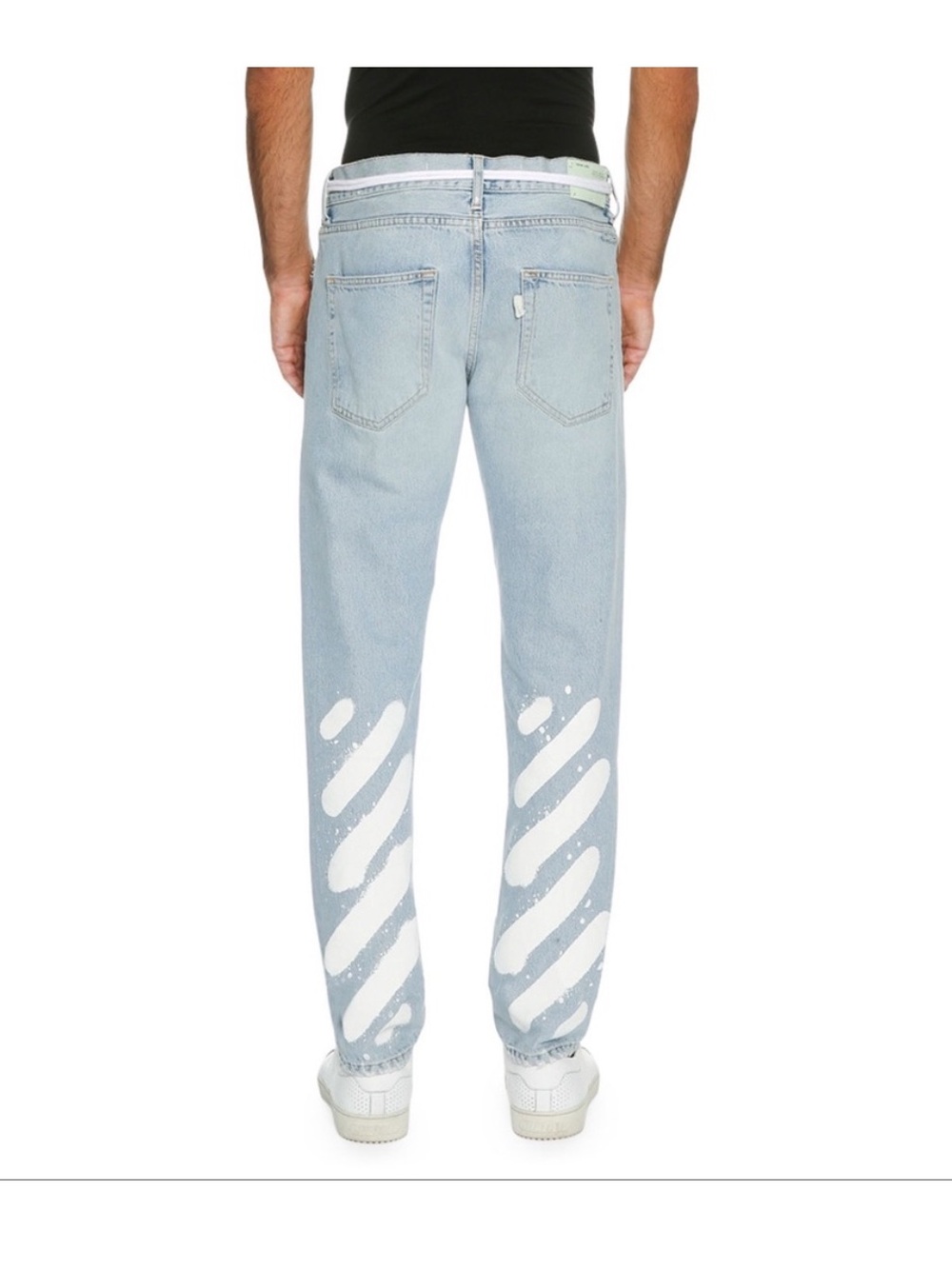 Off White Slim Fit Blue Spray Diagonal Jeans Sz 34
